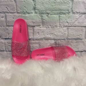 Cape Robbin clear and pink rhinestone sandals